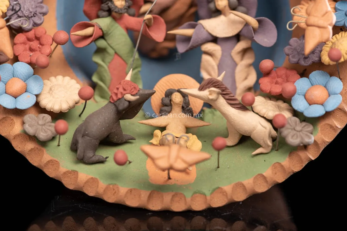 Miniature Clay Nativity in a Pot