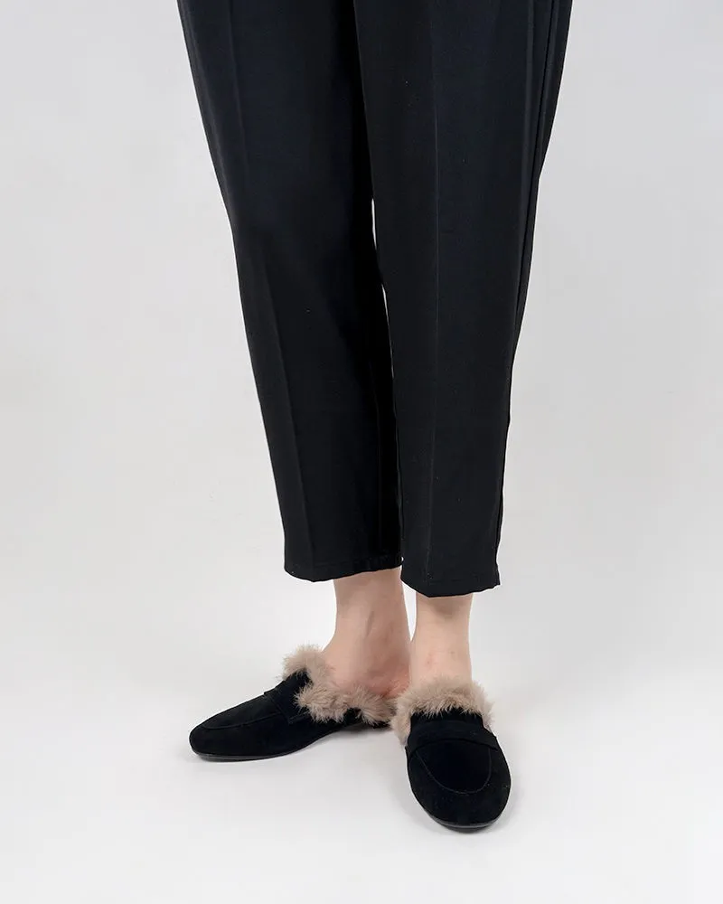 Minimalist Fluffy Flat Lazy Mules