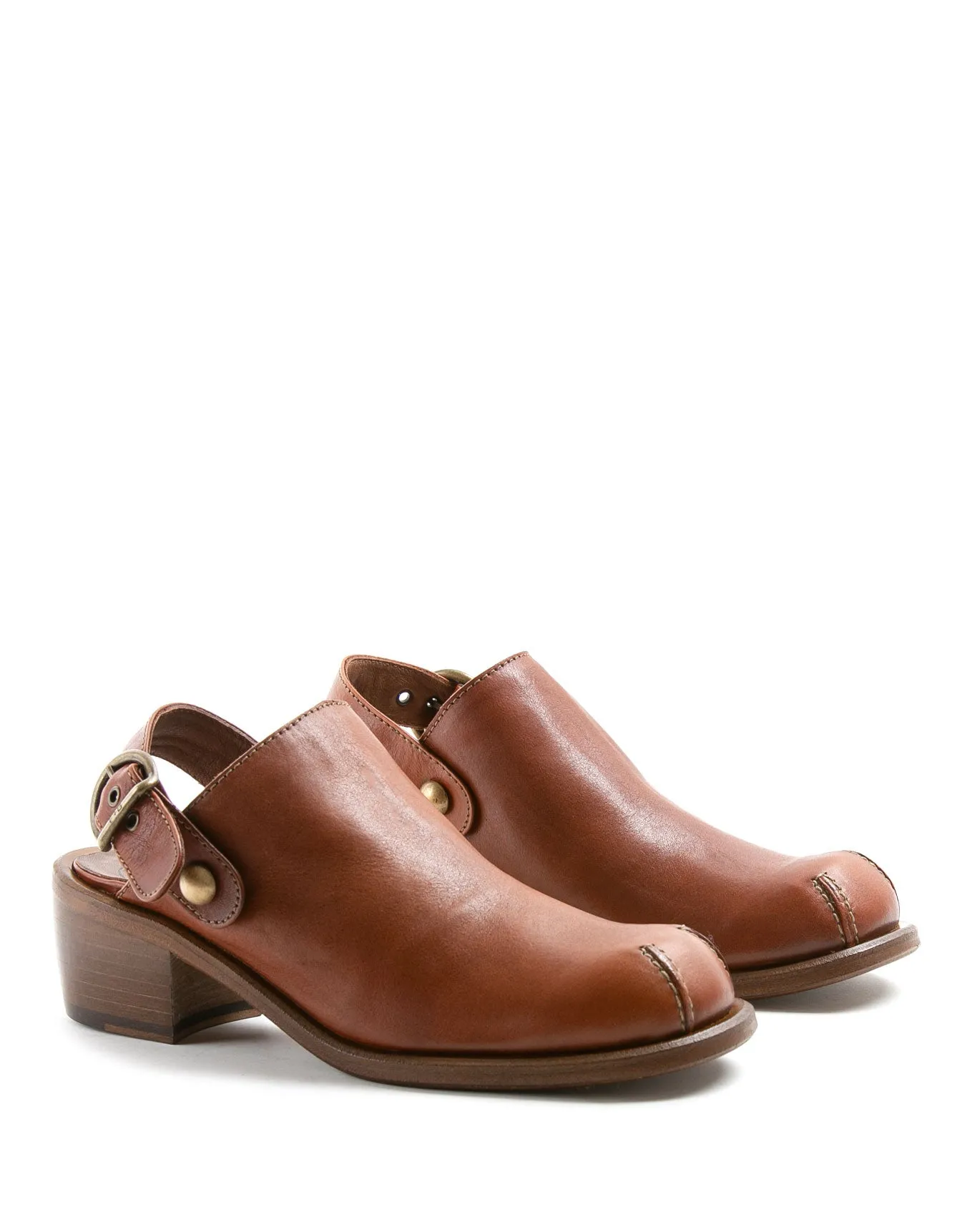 MINT Brown Leather Mules