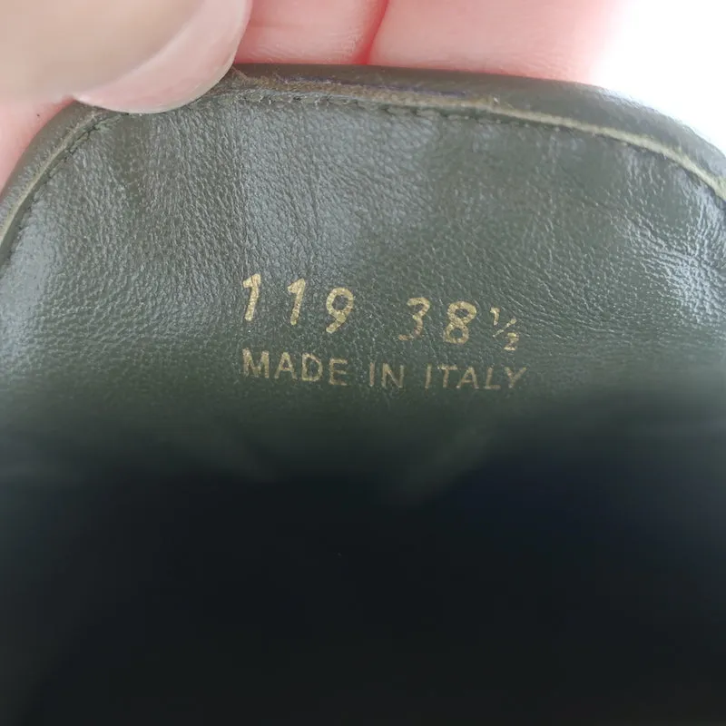 Miu Miu Raffia-Effect Logo Slippers Military Green Size 38.5 Flat Mules