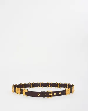 Miu Miu Vintage Brown Leather & Gold Hardware Belt - 85/34