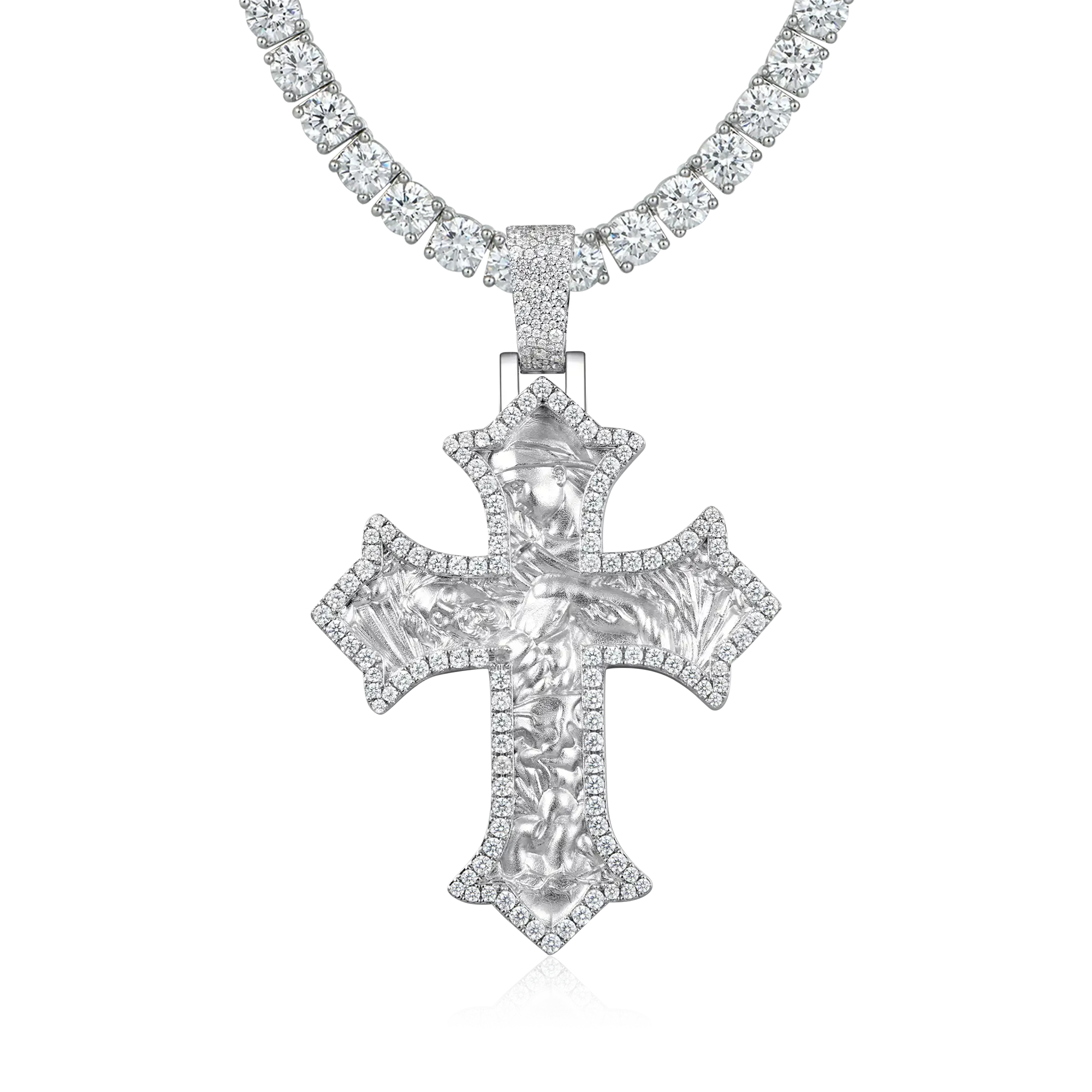 Moissanite Sacred Devotion Cross Pendant - Large