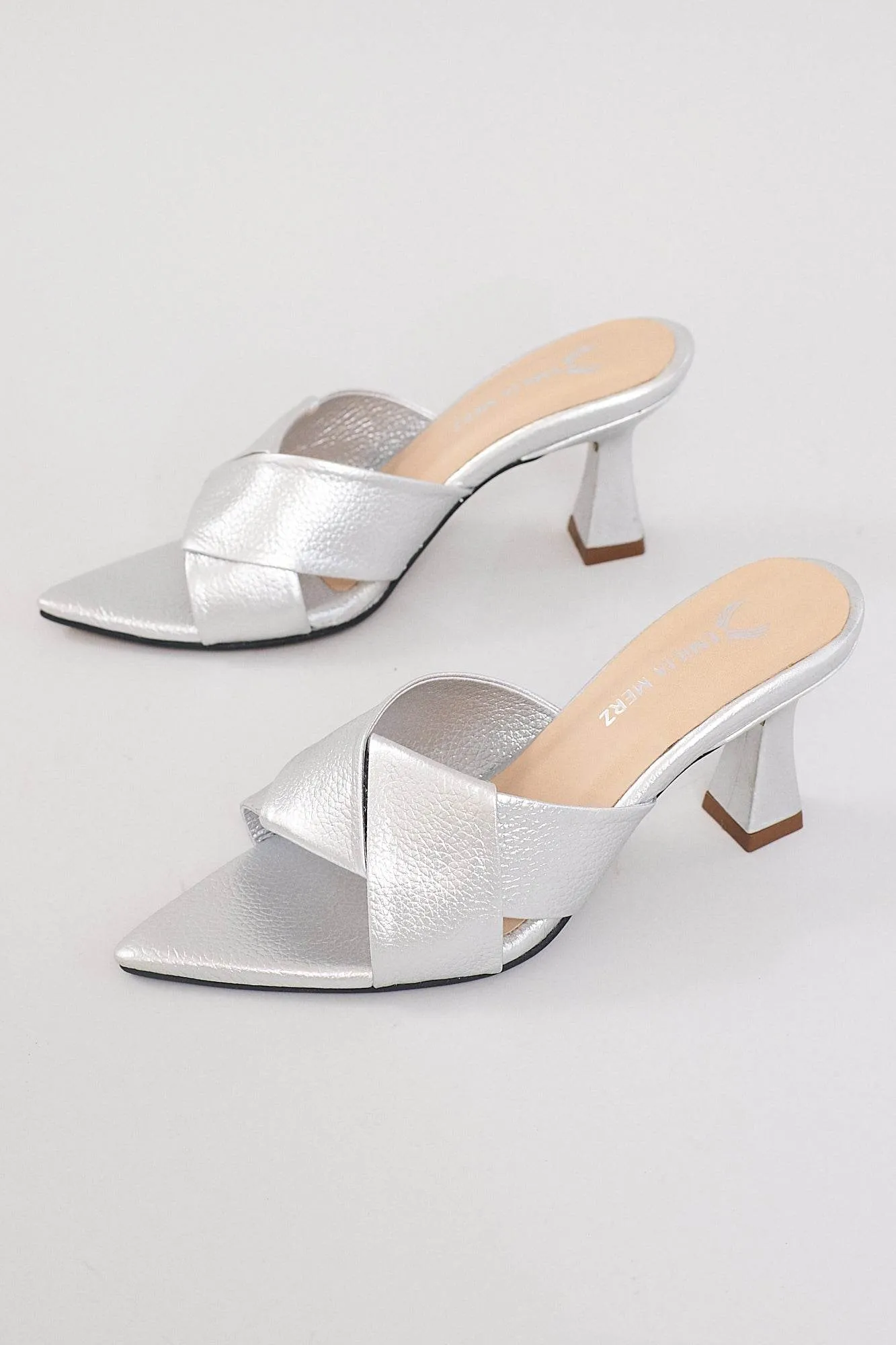 Monaco Open Toe Heels - Silver