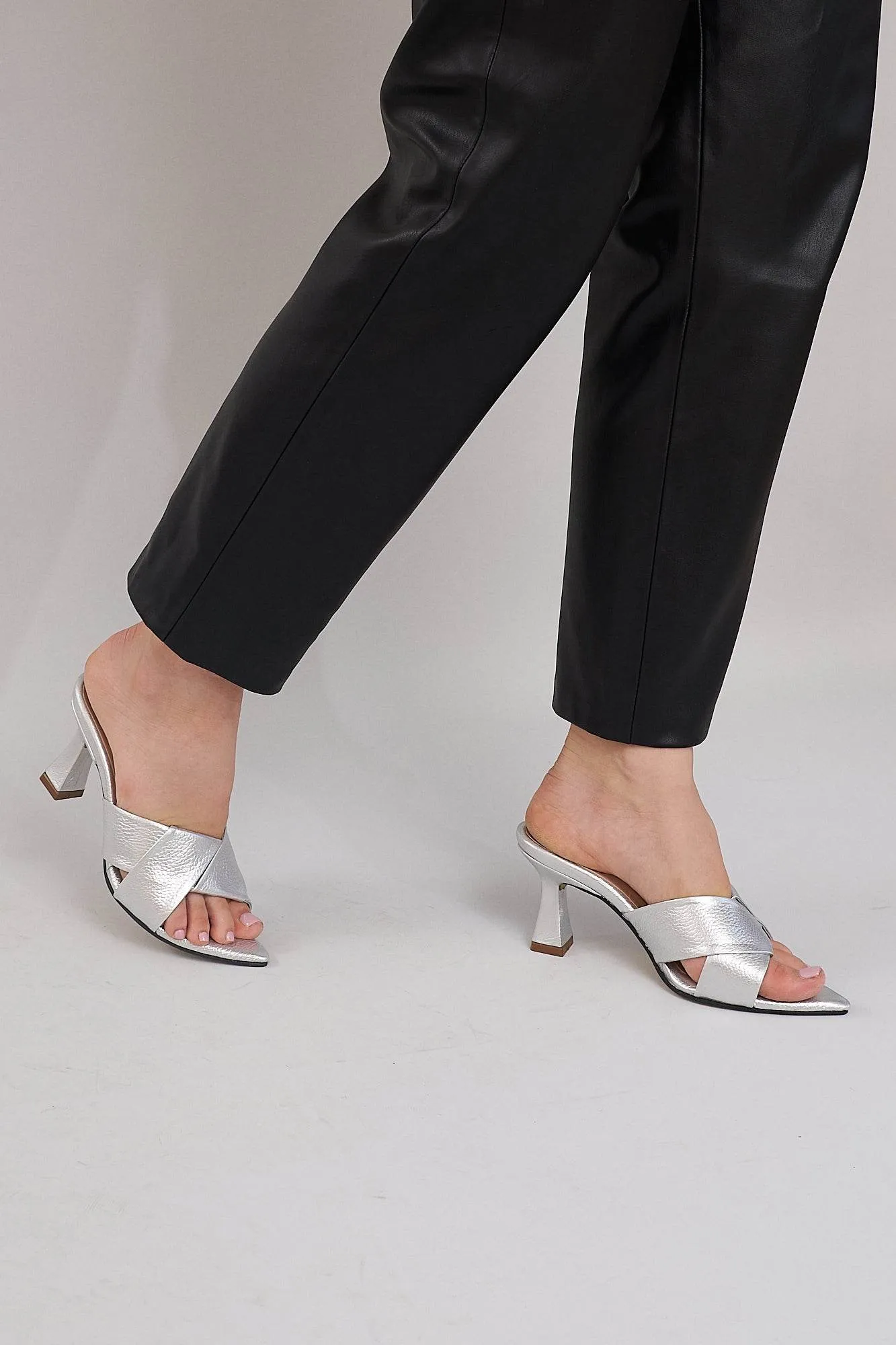 Monaco Open Toe Heels - Silver