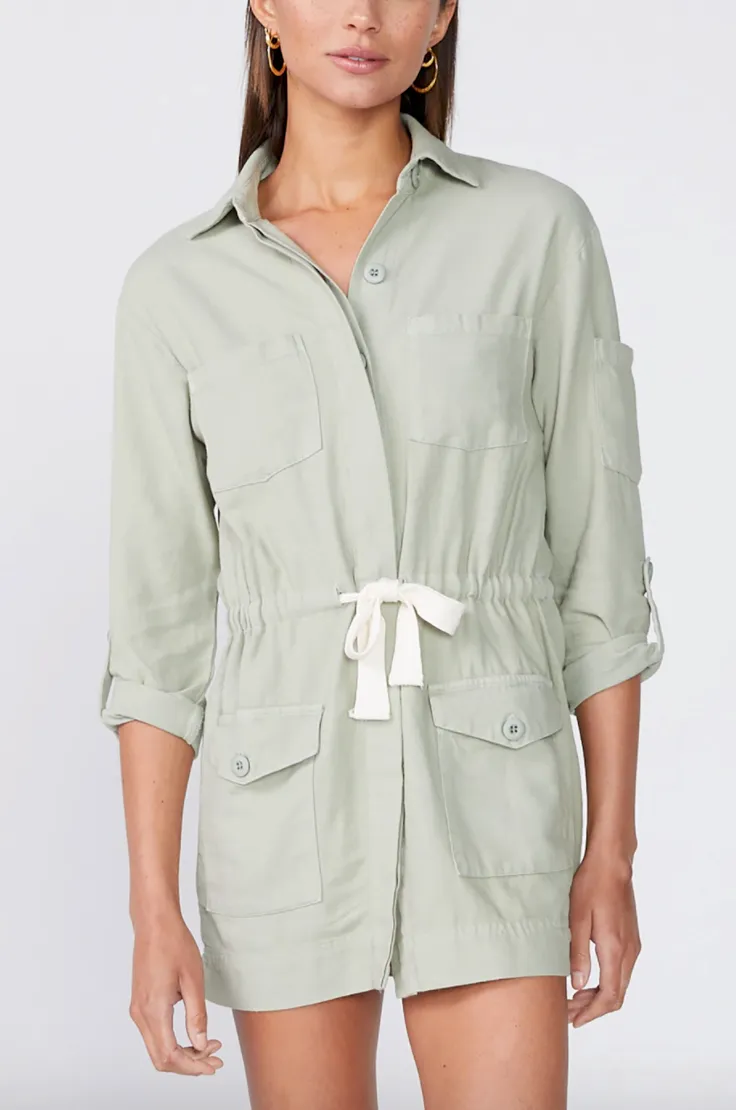 Monrow - Twill Pocket Dress - Light Olive