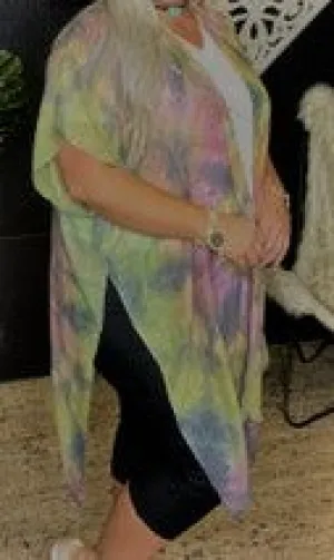 Multi-Color Tie Dye Kimono