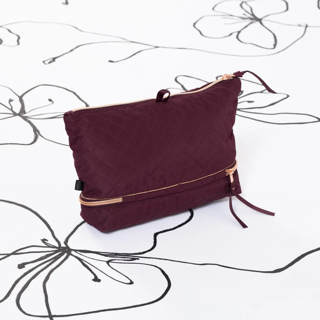 Multi-Compartment Dance Shoes and Accessories Pouch - Burgundy