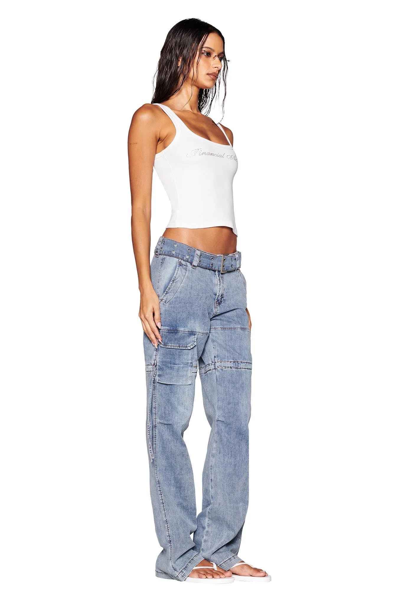 NAIMA CARGO PANT - DENIM