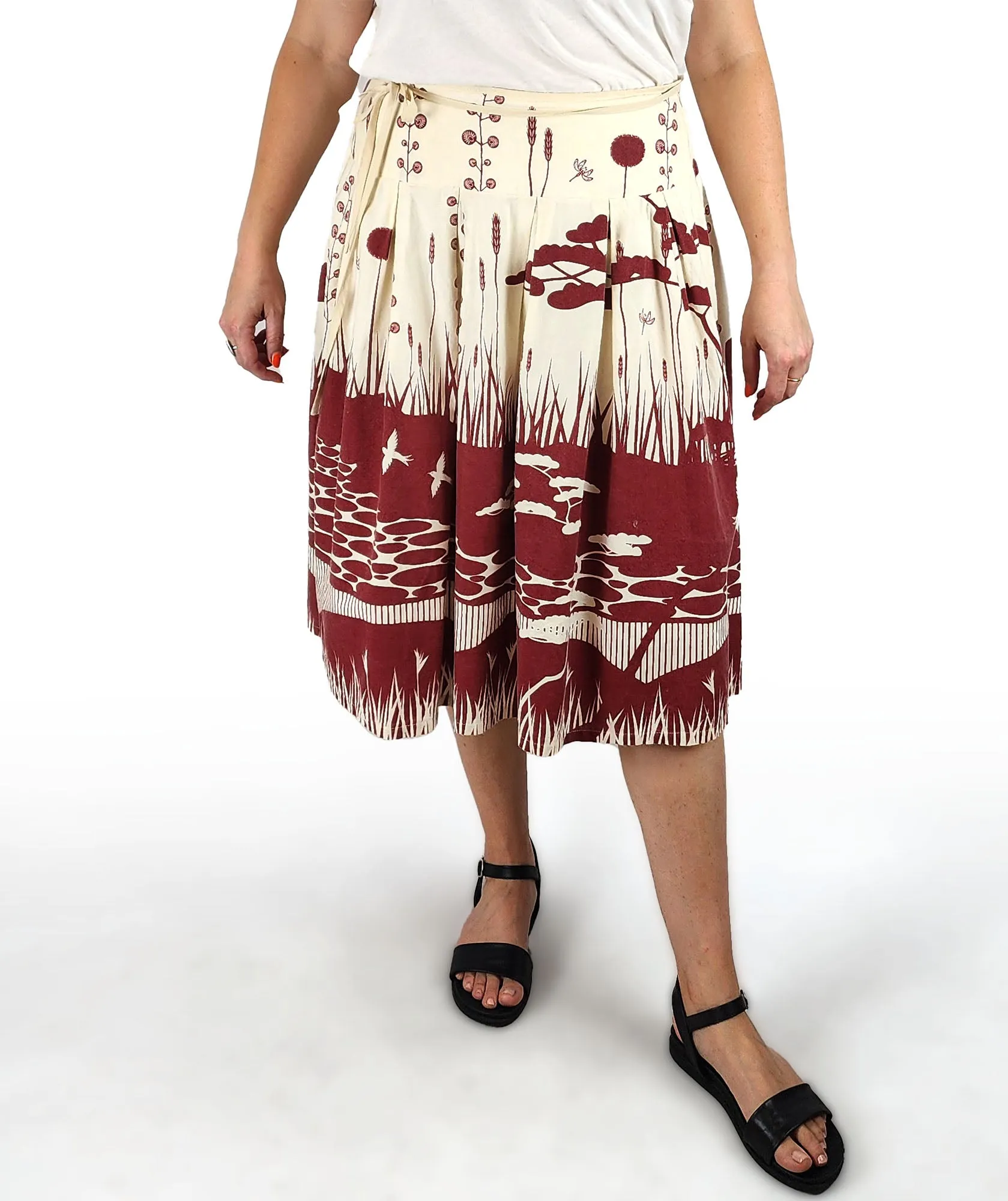 Nancybird red cotton skirt size L