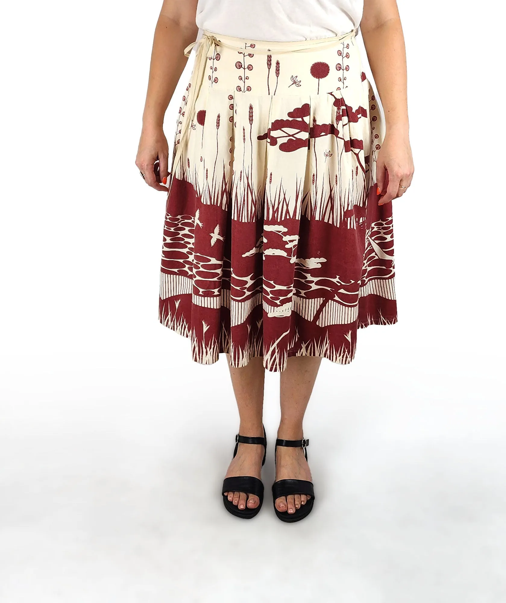Nancybird red cotton skirt size L