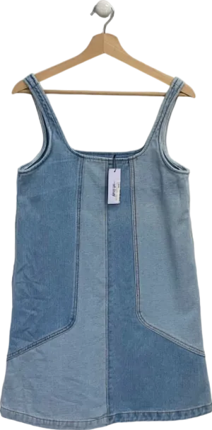 Nasty Gal Multi Panelled Denim Strappy Mini Dress UK 8