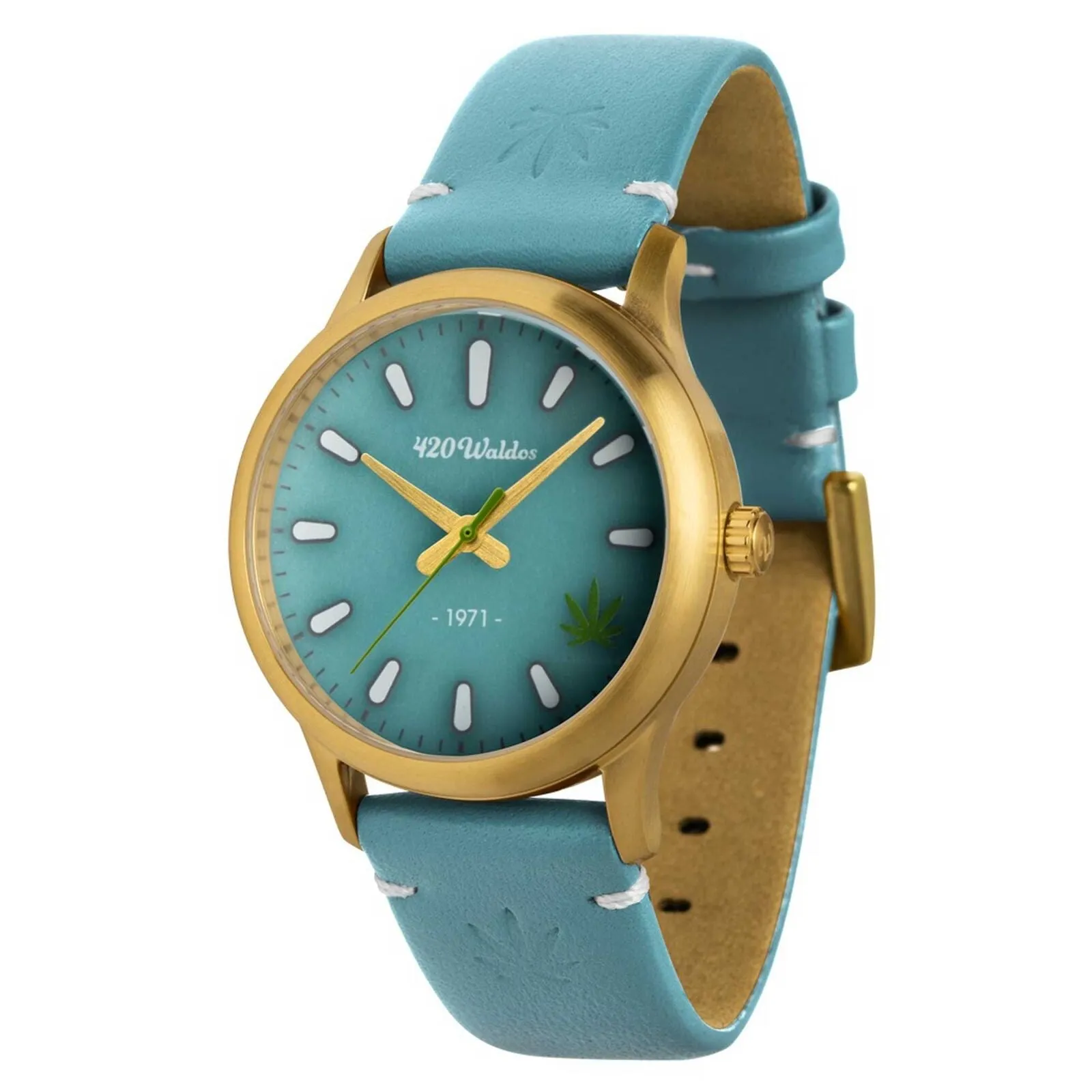 New in 420 Waldo's Box! 420Waldos Women's Watch Mary Jane Quartz Soft Blue Genuine Leather Strap W2012 Retails $150US 