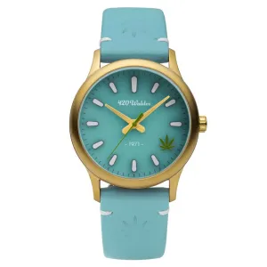 New in 420 Waldo's Box! 420Waldos Women's Watch Mary Jane Quartz Soft Blue Genuine Leather Strap W2012 Retails $150US 