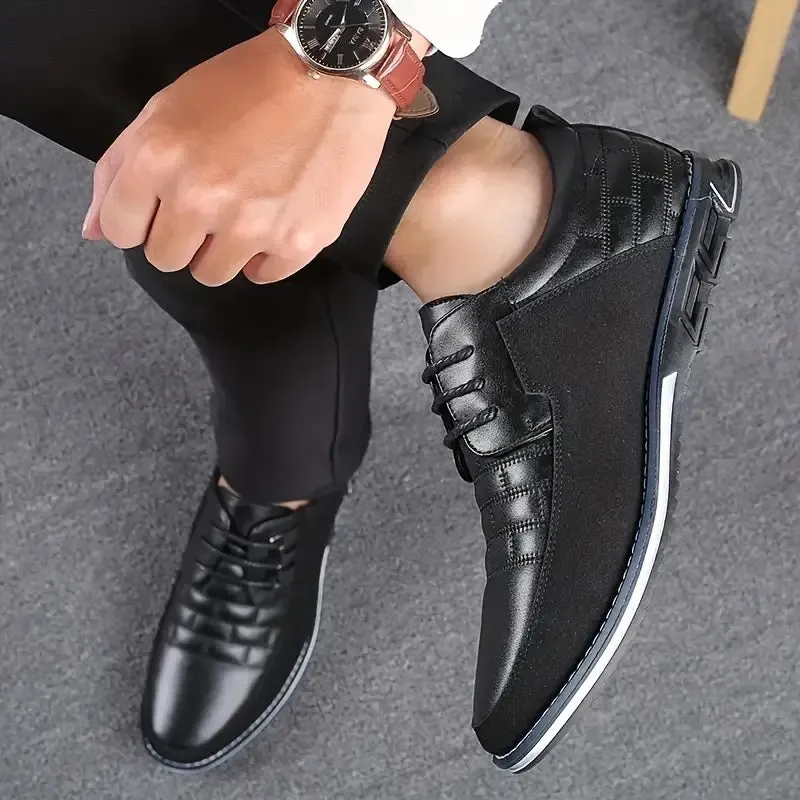 New Men's Plaid Smart Casual Oxford Dress Shoes, Wear-resistant Lace-up Formal Oxford Shoes For Wedding Business Black, Sz 11