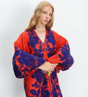 Orange dress with floral embroidery