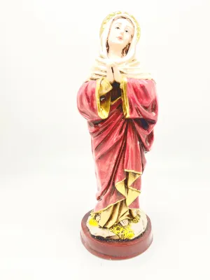 Our Lady of Sorrows Statue Hand Painted (9") Red
