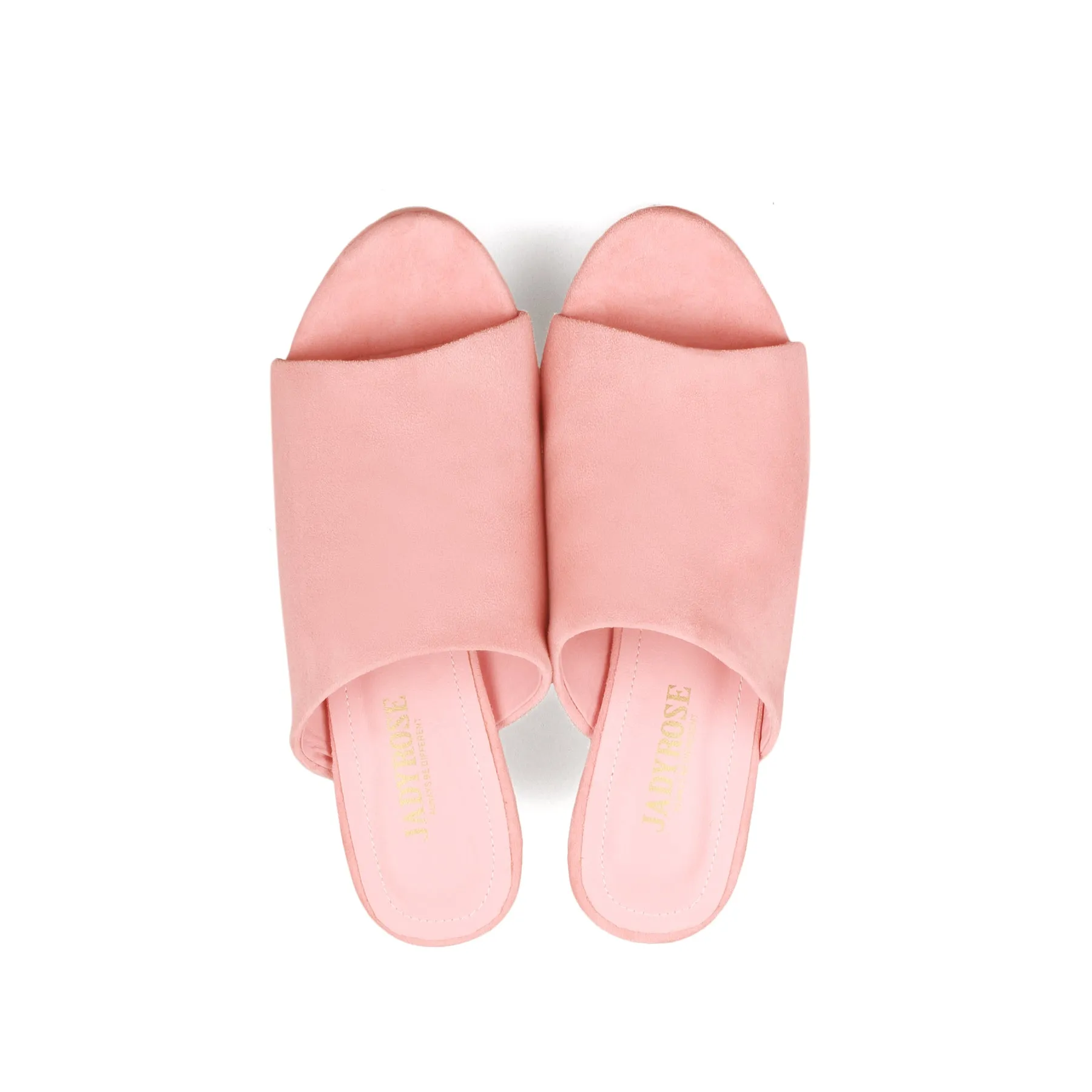 Peep Toe Leather Platform Mule - Peach