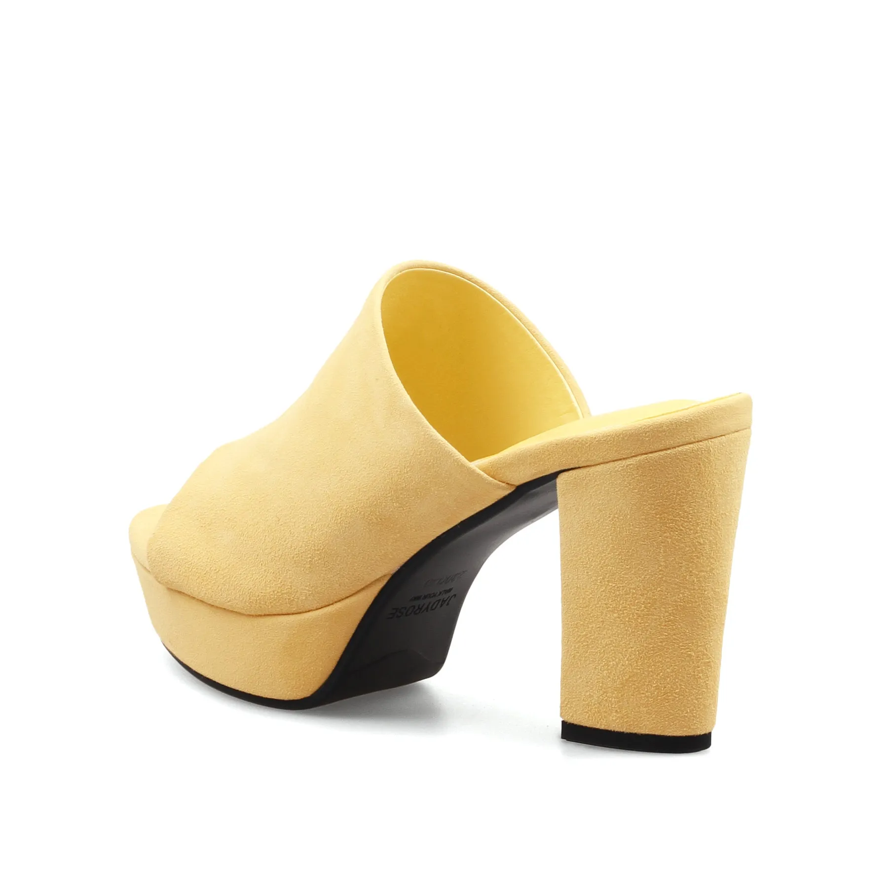 Peep Toe Leather Platform Mule - Yellow