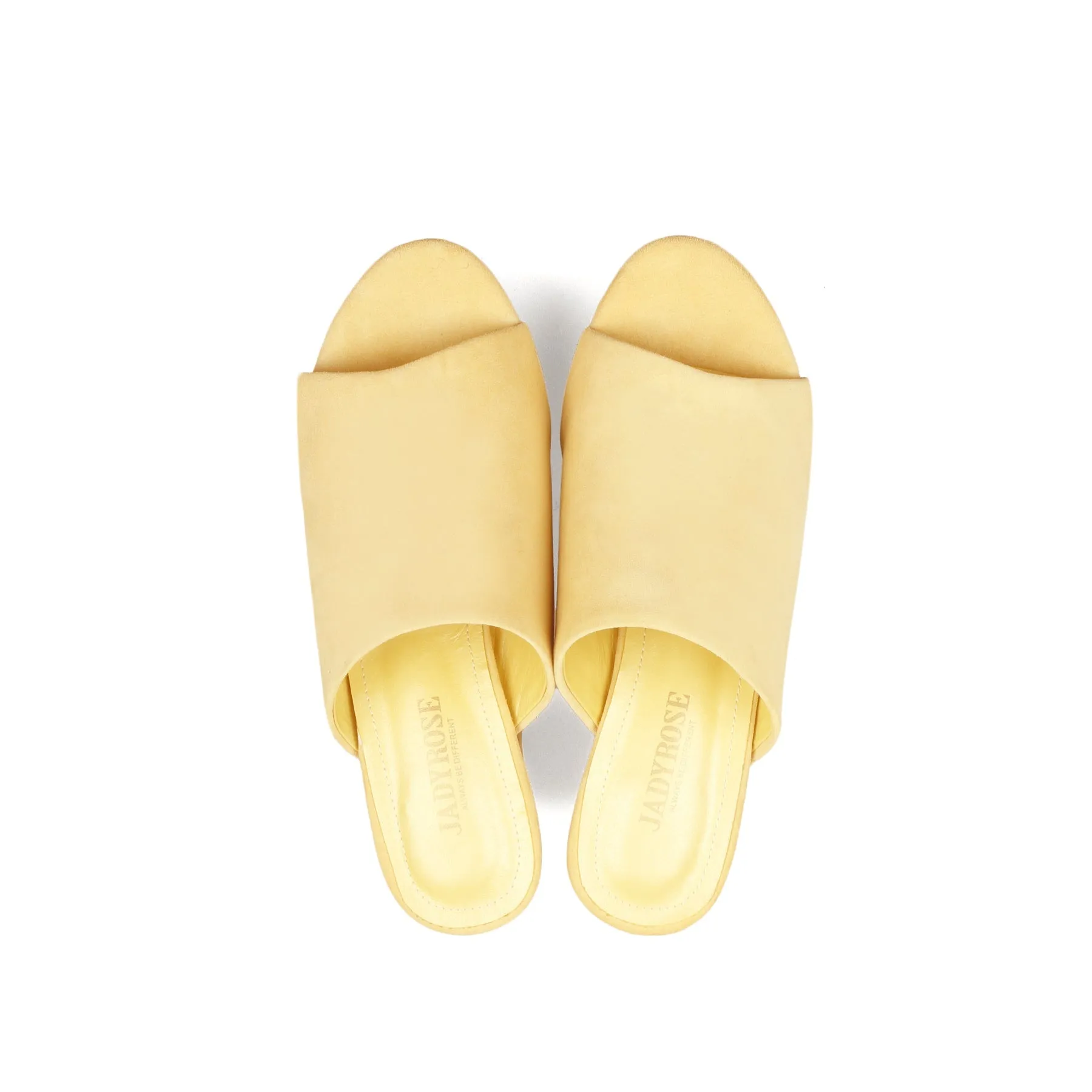 Peep Toe Leather Platform Mule - Yellow