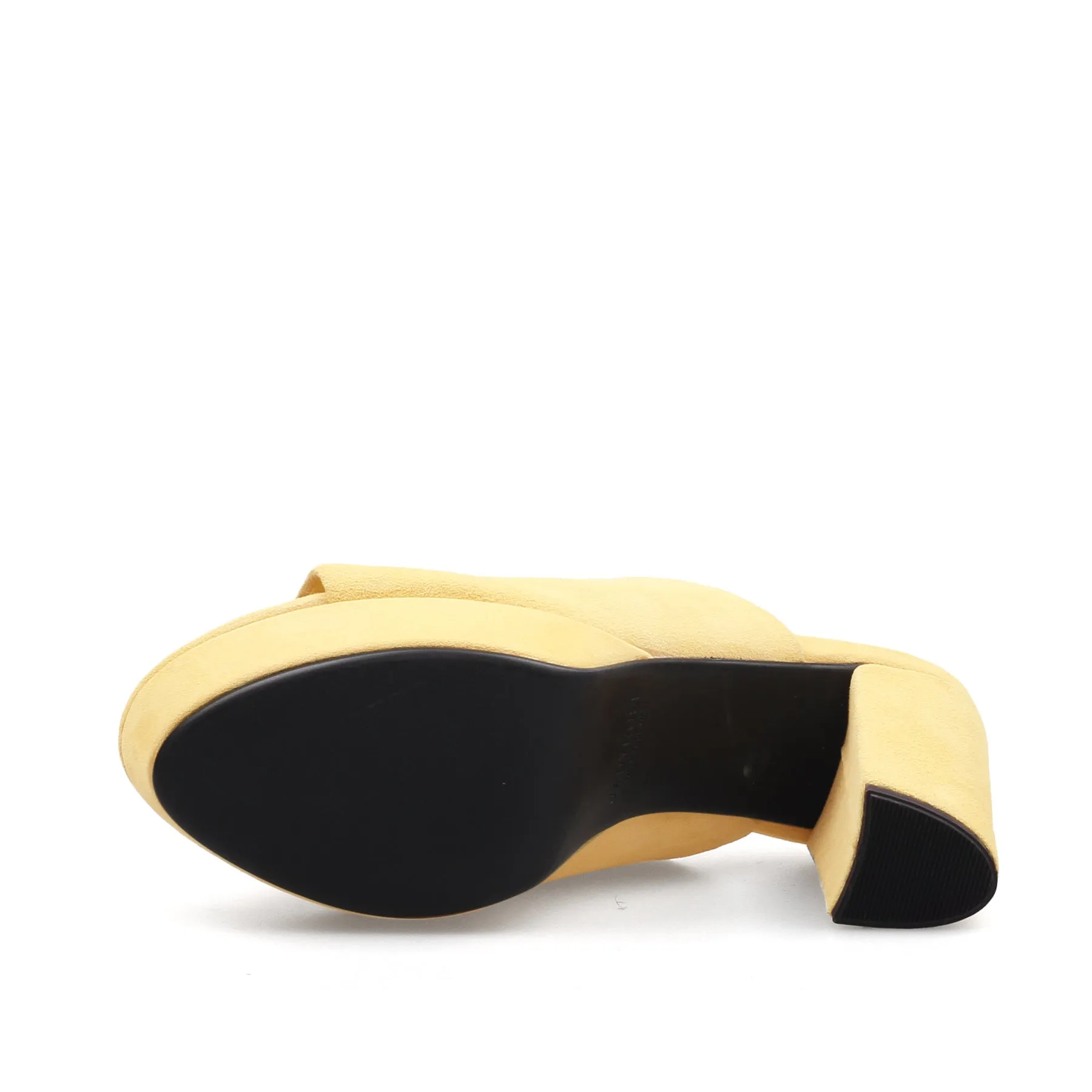 Peep Toe Leather Platform Mule - Yellow