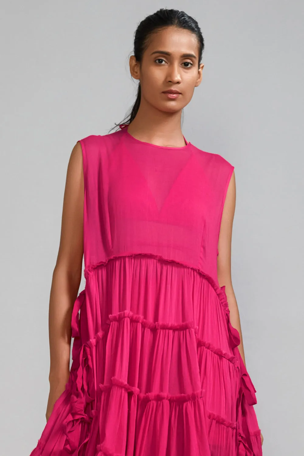 Pink Handwoven Mul Tiered Tunic