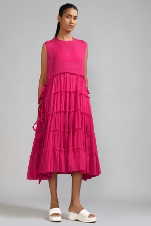 Pink Handwoven Mul Tiered Tunic