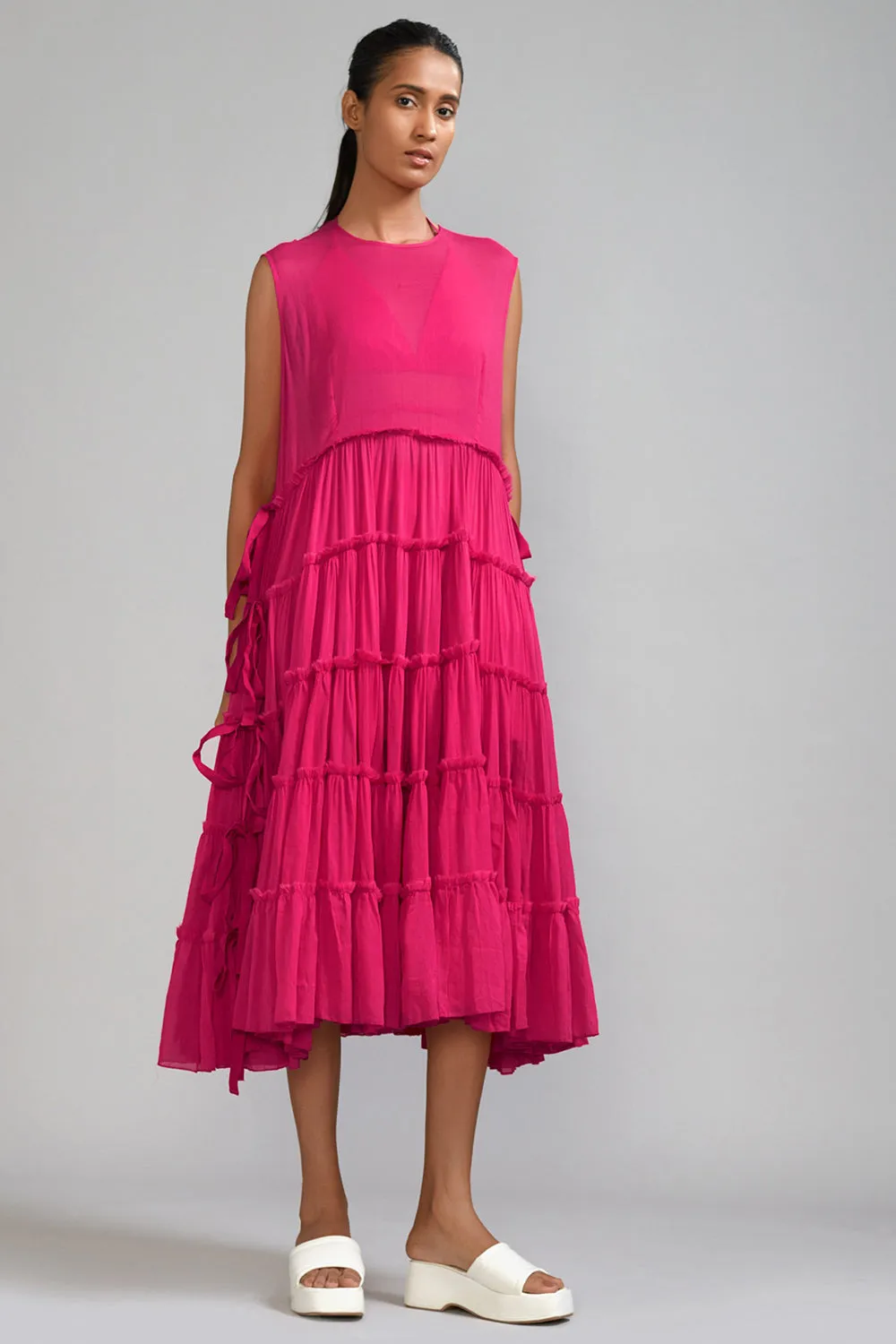 Pink Handwoven Mul Tiered Tunic