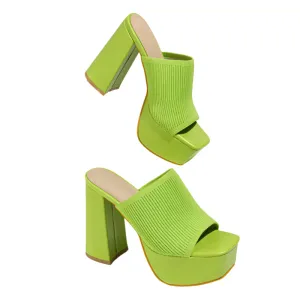 Platform Chunky Heel Open Toe Mules