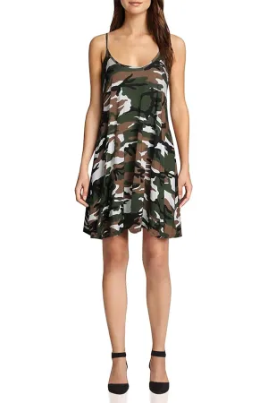 Plus Size Army Print Strappy Mini Dress Vest Top