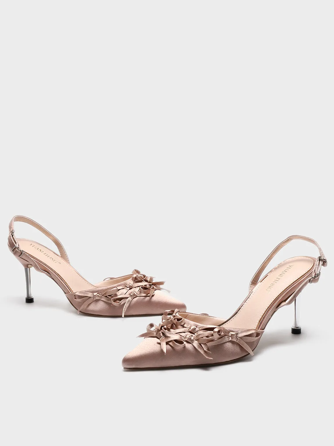 Point Toe Heels Multi Bowknots Mules