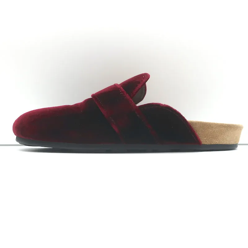 Prada Velvet Clogs Bordeaux Size 38 Flat Buckle Mules