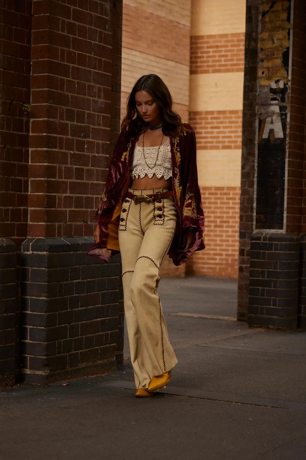 Proud Mary Silk Velvet And Embroidered Short Housecoat - ruby wine