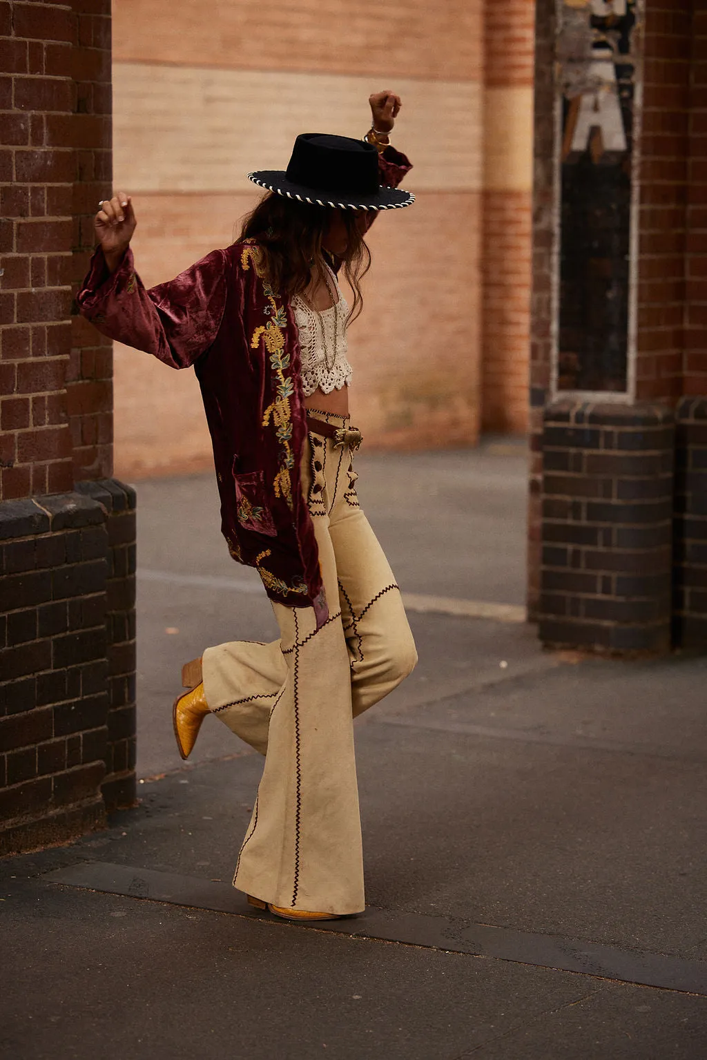 Proud Mary Silk Velvet And Embroidered Short Housecoat - ruby wine