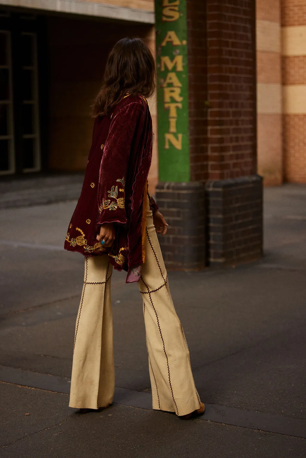 Proud Mary Silk Velvet And Embroidered Short Housecoat - ruby wine