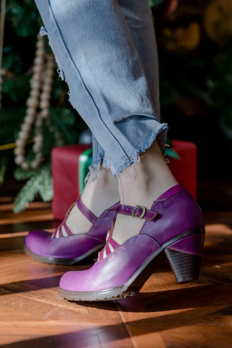 Radiant Cutout Leather Pump - Purple