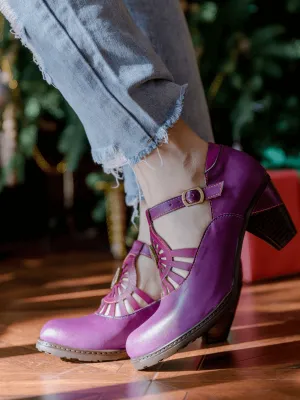 Radiant Cutout Leather Pump - Purple