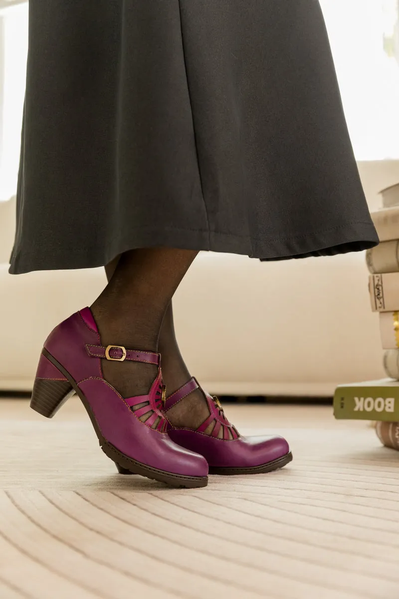 Radiant Cutout Leather Pump - Purple