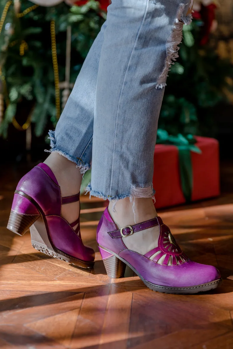 Radiant Cutout Leather Pump - Purple