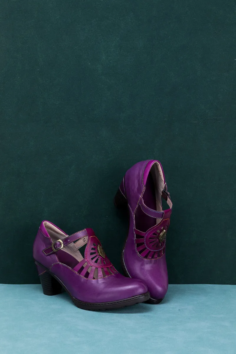 Radiant Cutout Leather Pump - Purple