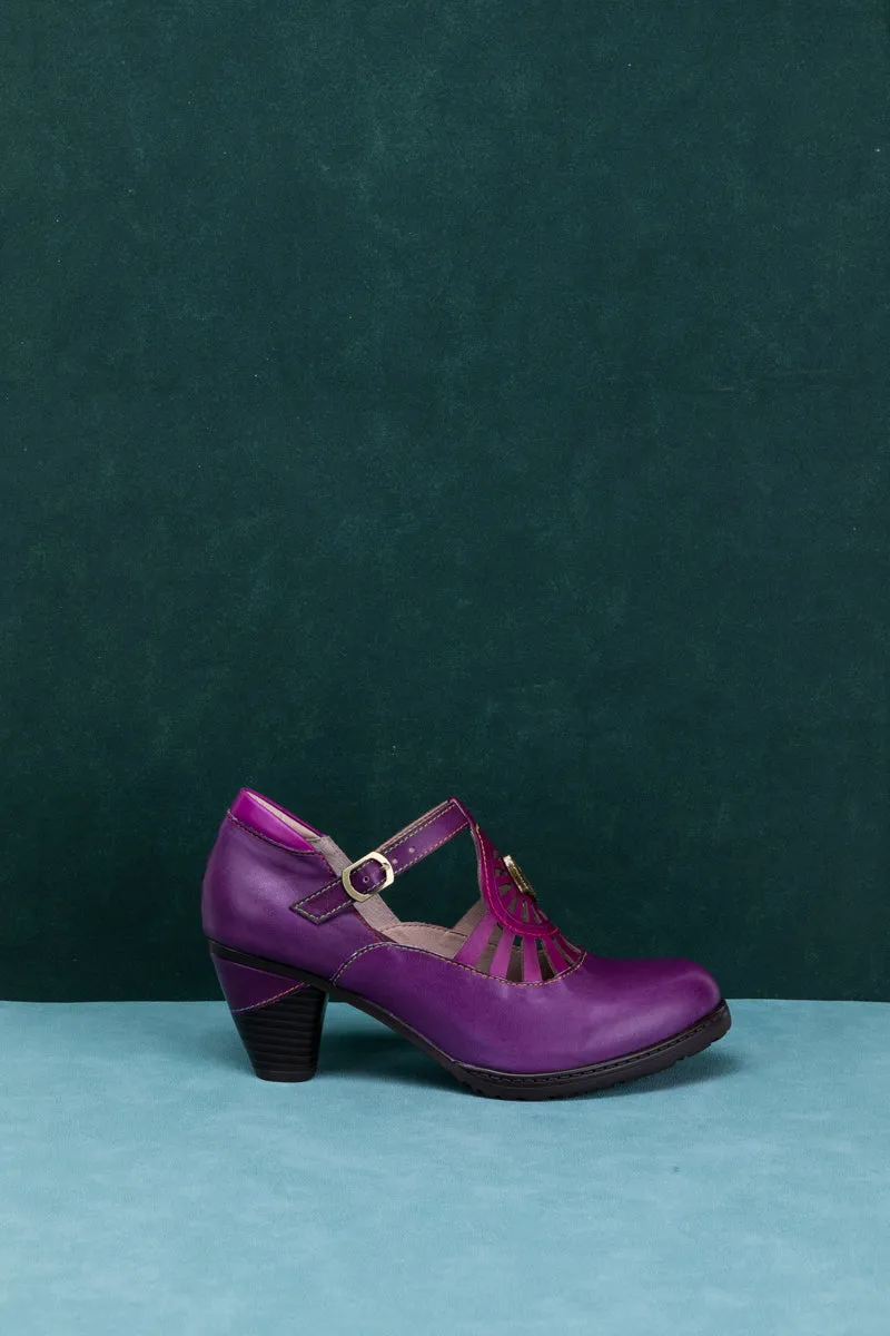 Radiant Cutout Leather Pump - Purple