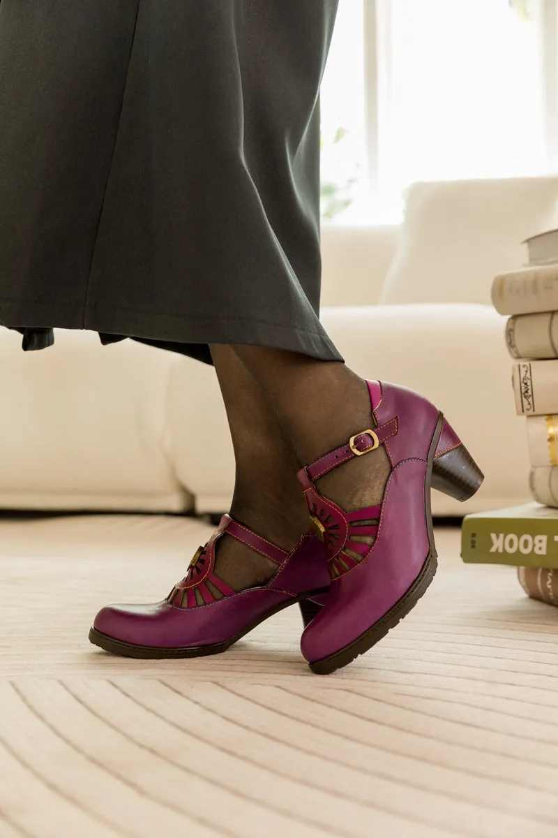 Radiant Cutout Leather Pump - Purple