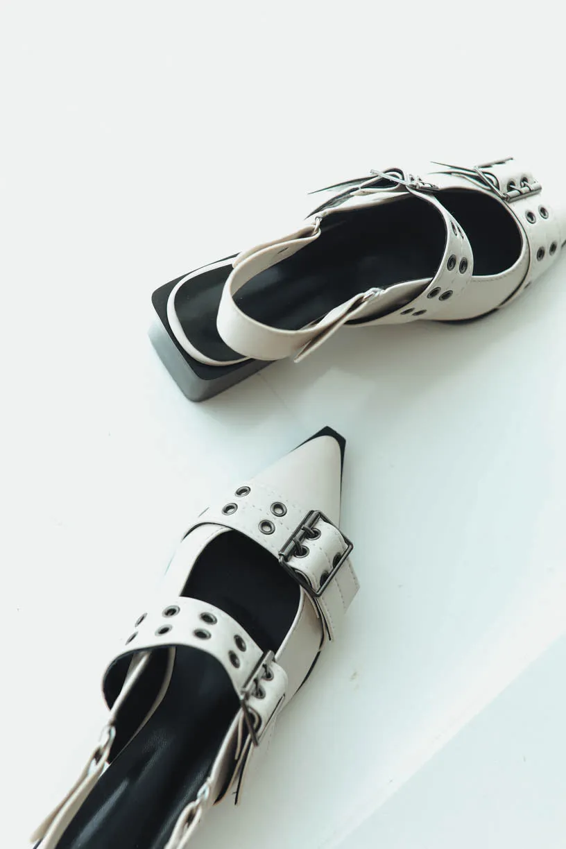 Rae By Alter Ego: Maeve Buckle Flat in Cream