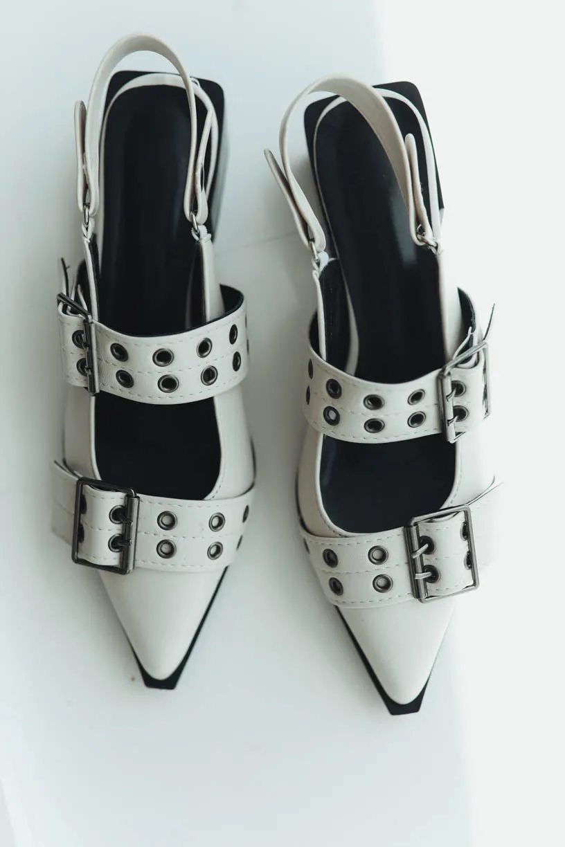 Rae By Alter Ego: Maeve Buckle Flat in Cream