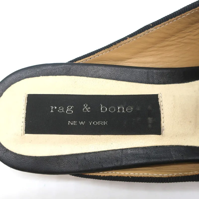 Rag & Bone Flat Mules Sabine Black Suede & Leather Size 41