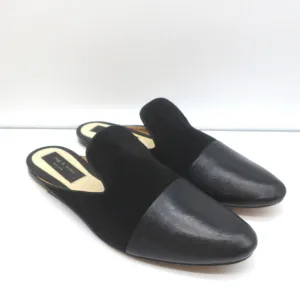 Rag & Bone Flat Mules Sabine Black Suede & Leather Size 41