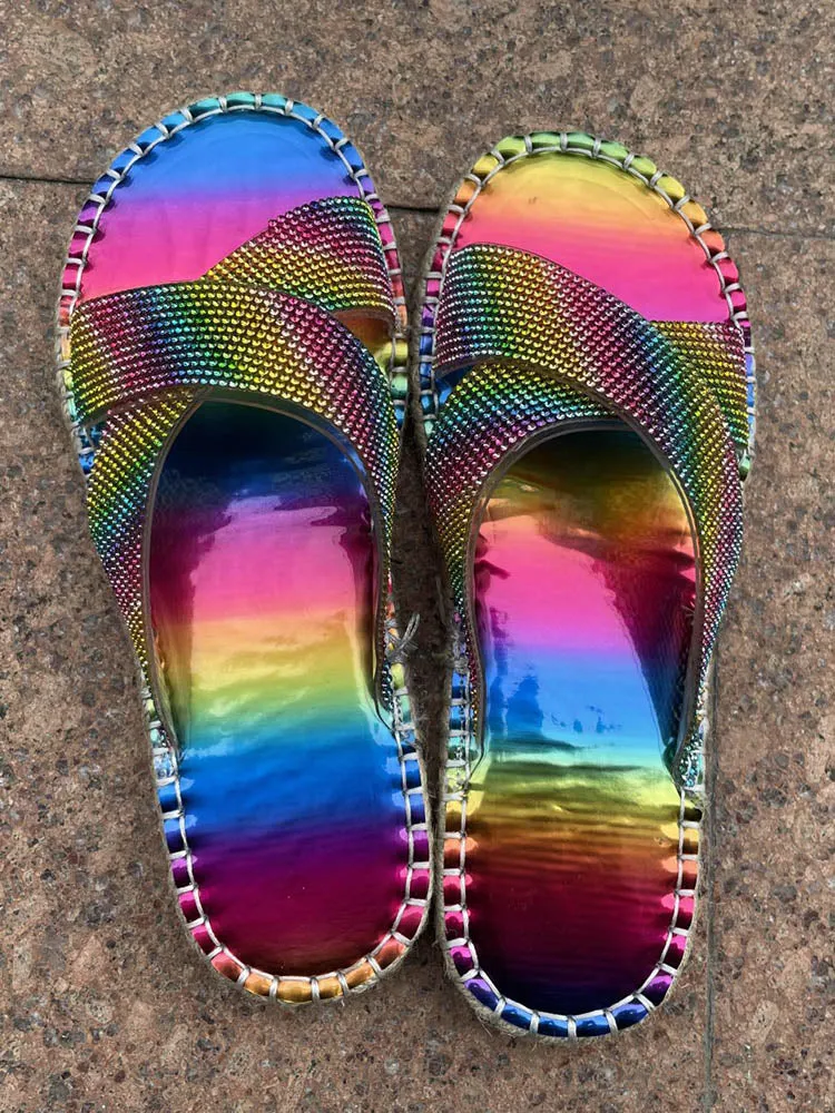 Rainbow Rhinestone Sandals