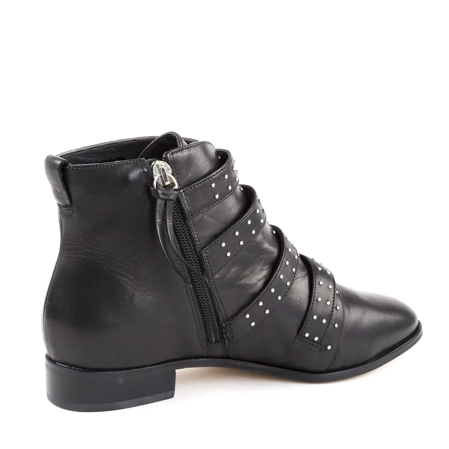 REBECCA MINKOFF Women's Maddox Leather Studded Buckle Booties $195 NIB