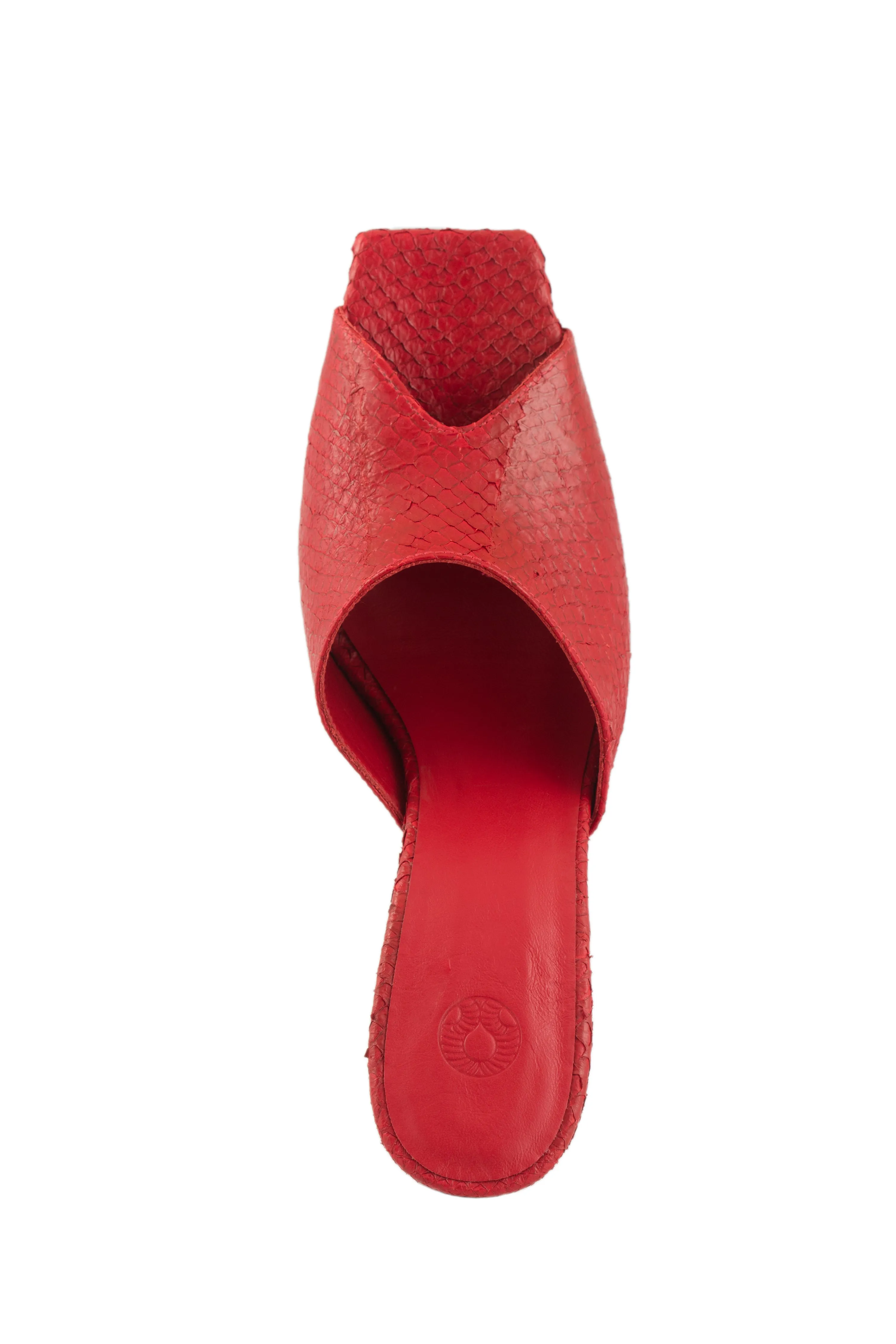 Red Salmon Skin Mules