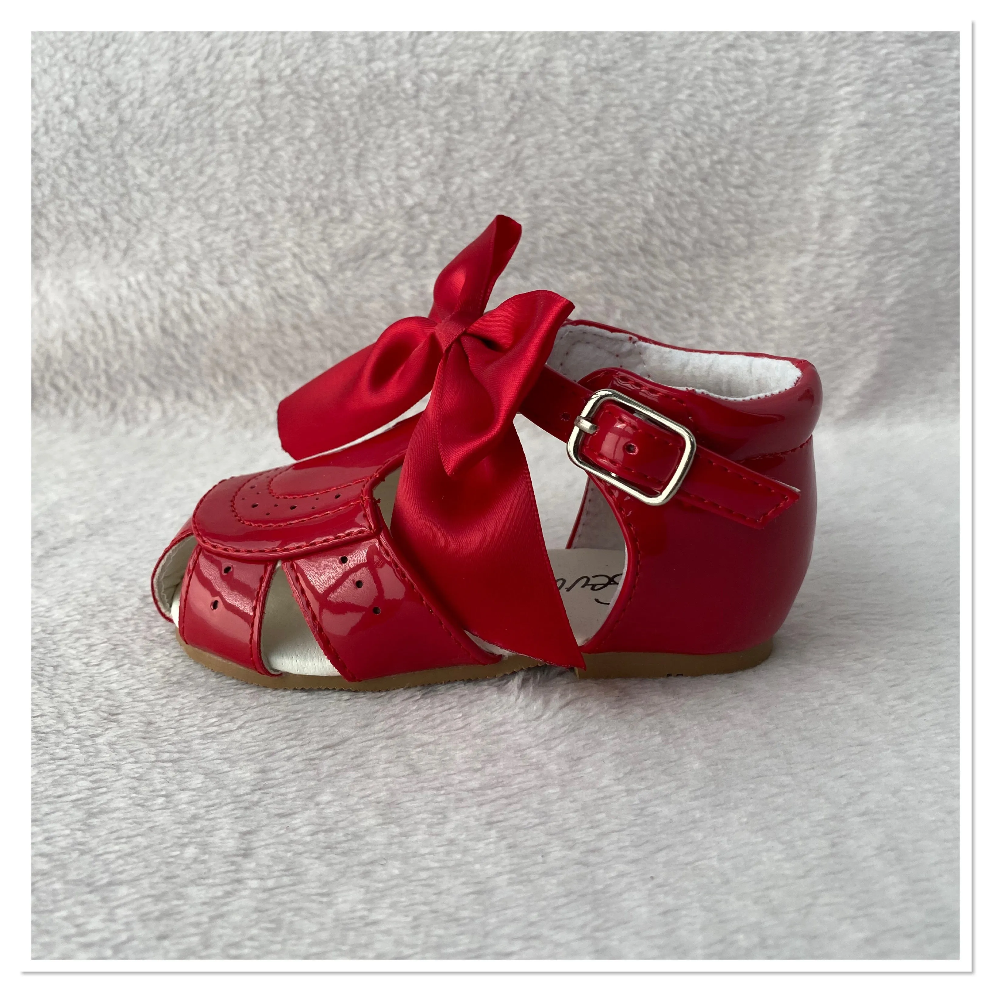 Red Sevva Ribbon Bow Sandals - Infant 2, 6, 7 Only