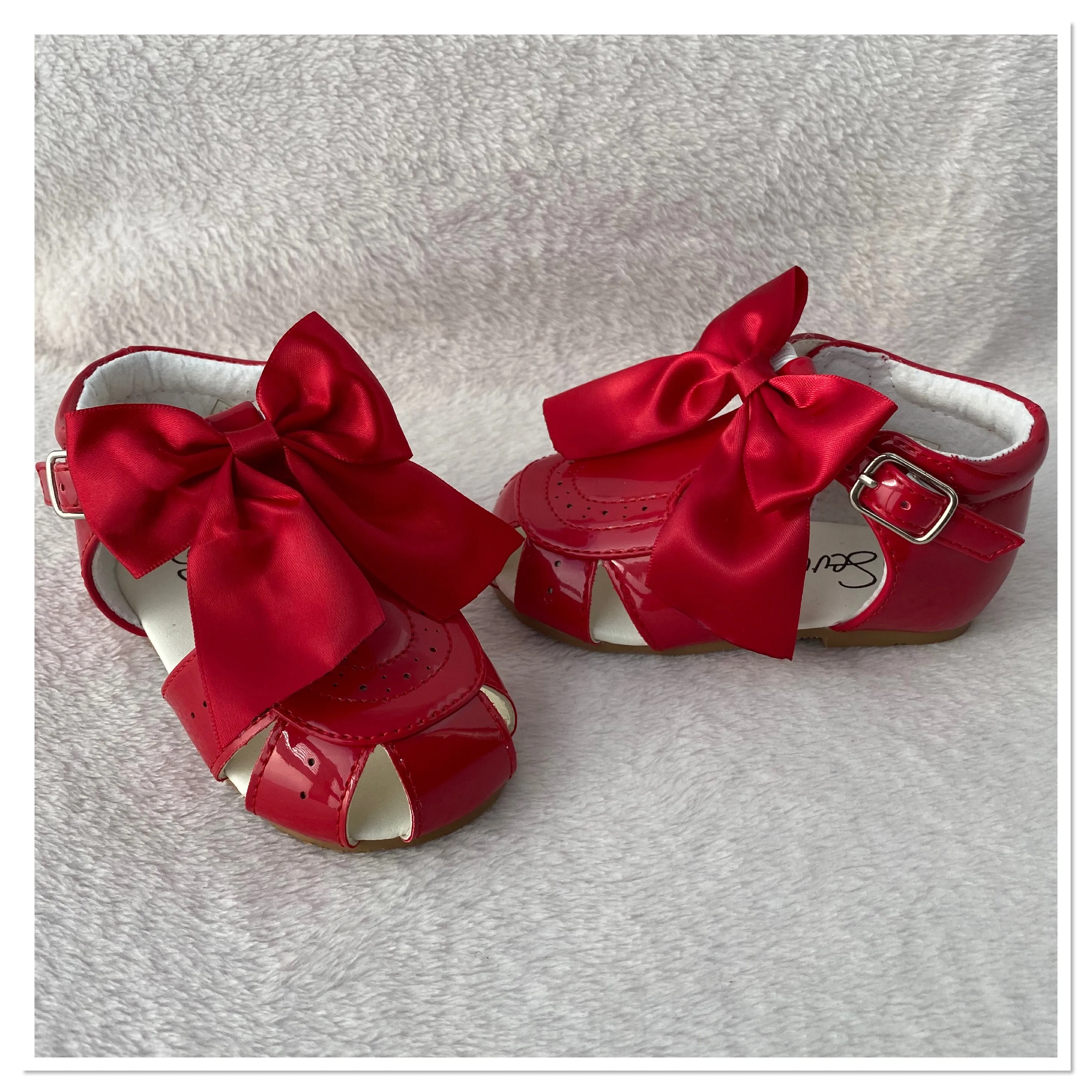 Red Sevva Ribbon Bow Sandals - Infant 2, 6, 7 Only
